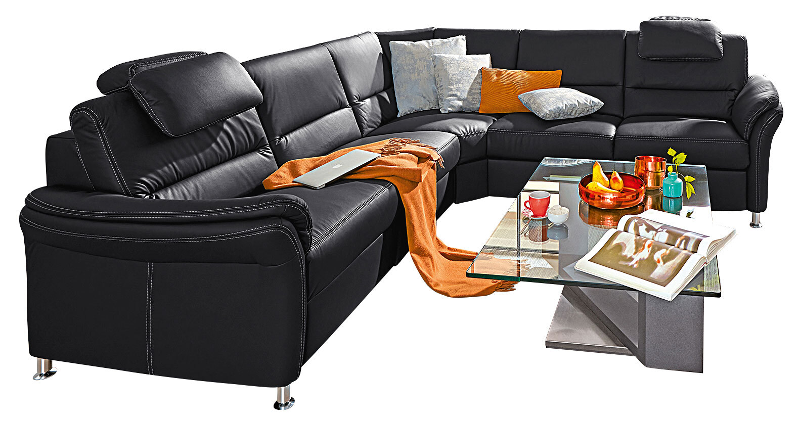SYSTEMPOLSTER Ecksofa CROTONE R Leder Torro Anthrazit