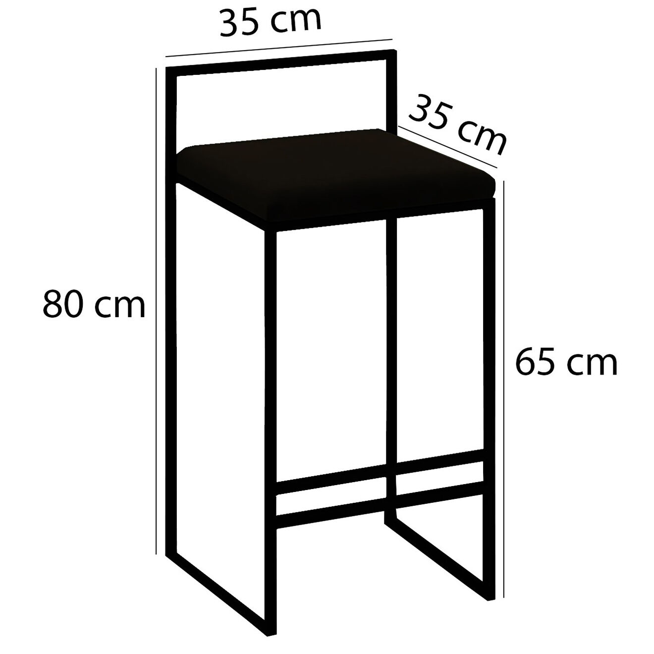 Homitis Chaise haute Nordic noire - 35x80 cm