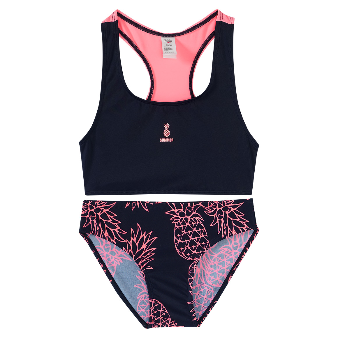 Yigga Mädchen Bikini mit Ananas-Motiven dunkelblau