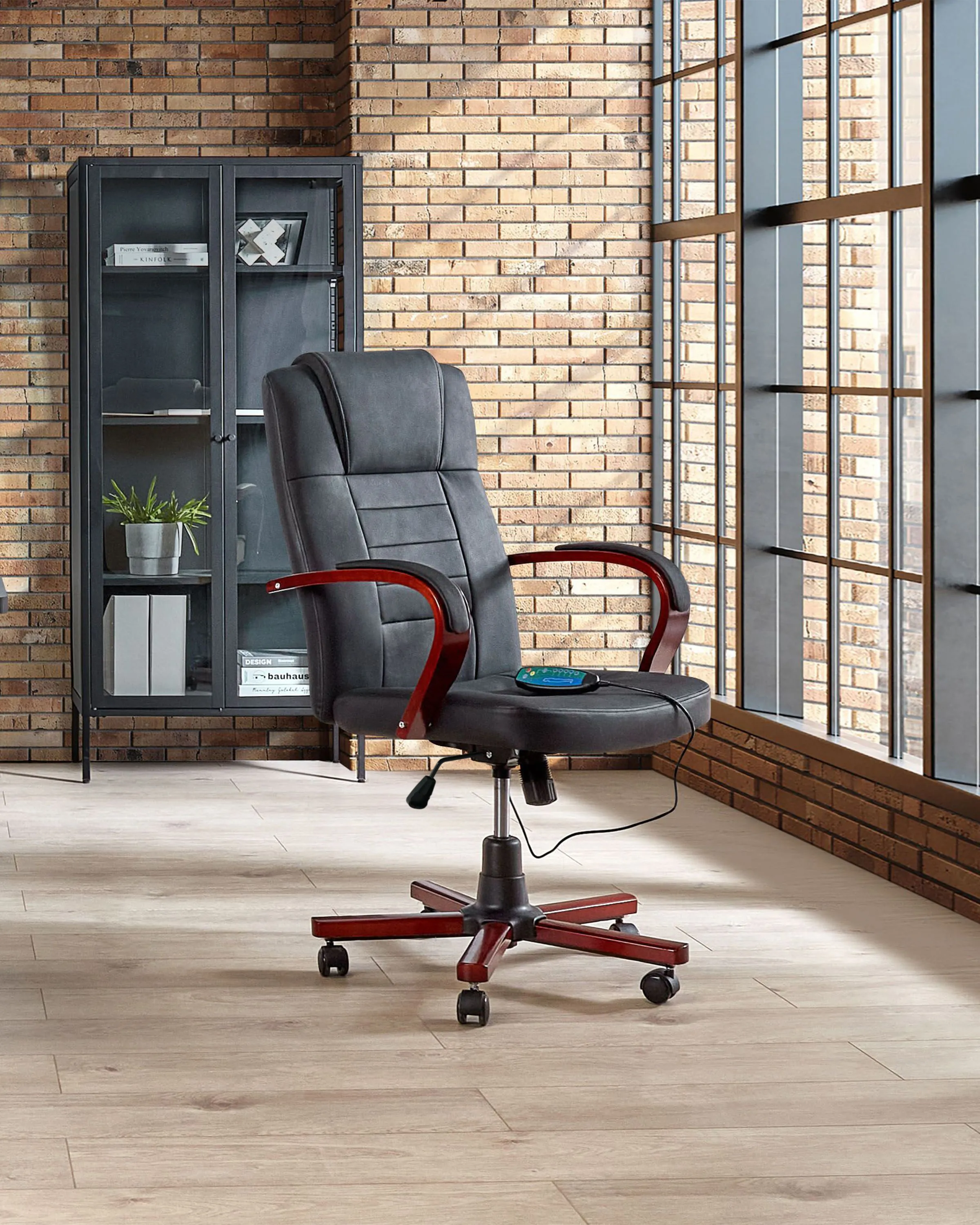 Massagestoel DIAMOND met verwarming Leer Zwart