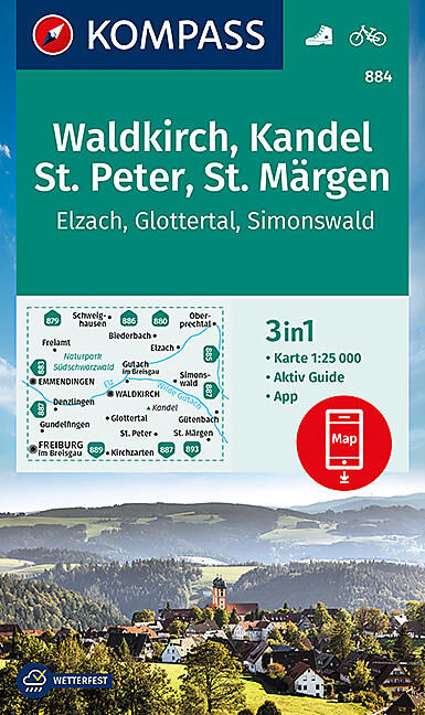 KOMPASS - 884 WALDKIRCH KANDEL ST PETER ST MARGEN 1 25 000