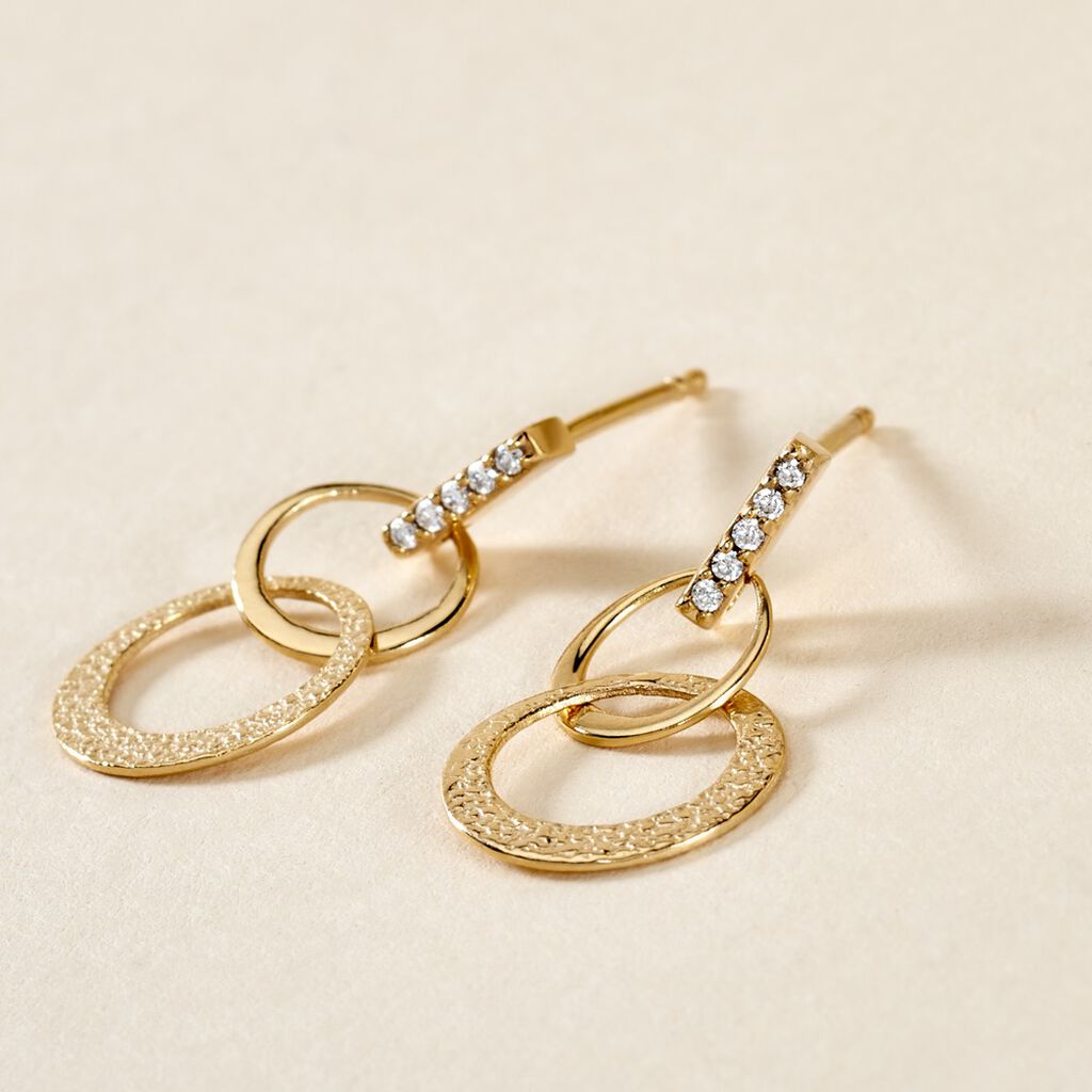 Boucles D'oreilles Pendantes Jenni Plaqué Or Jaune Oxyde De Zirconium