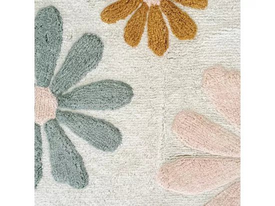 Tapis enfant à fleurs en coton tufté 60x90cm
