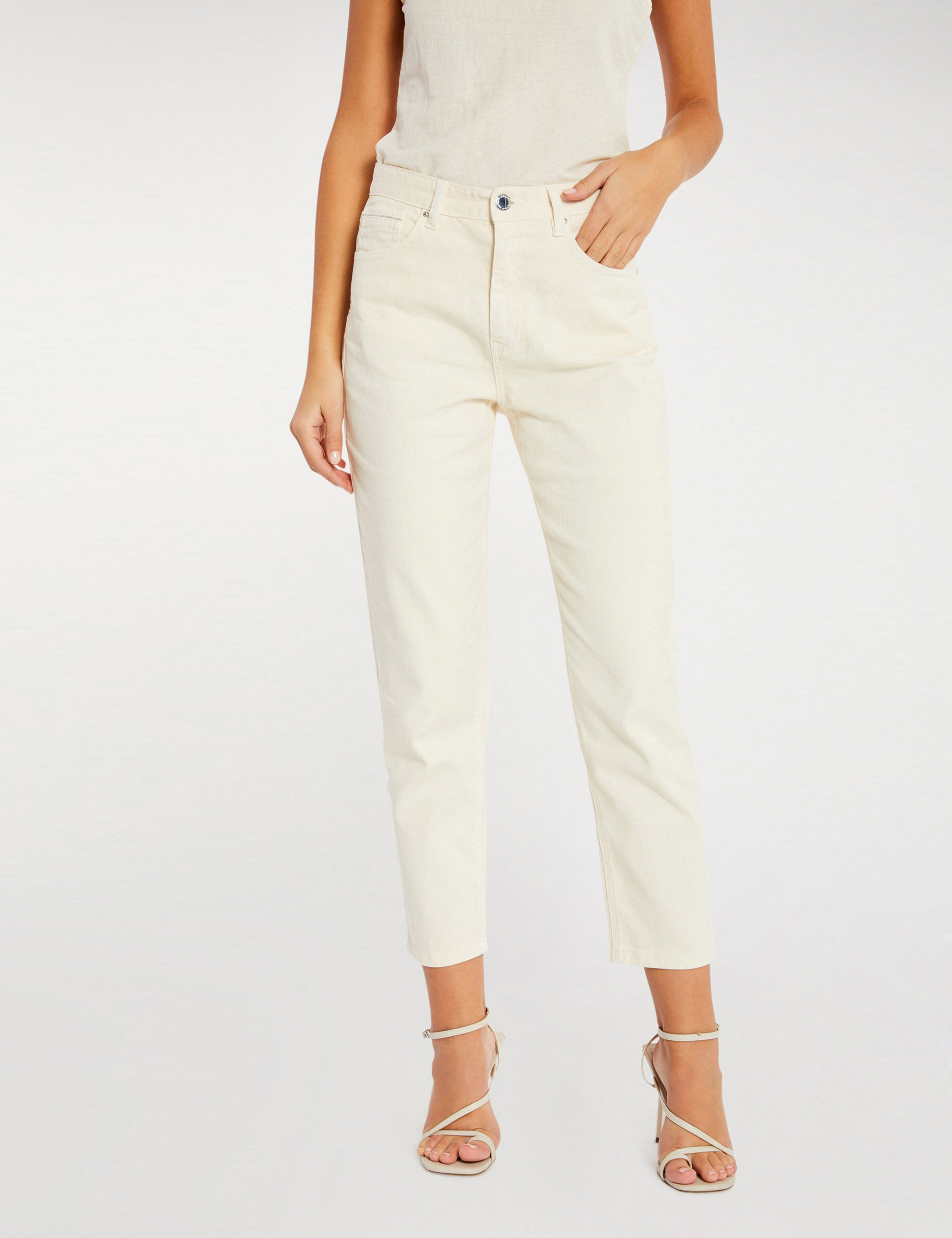 Pantalon droit ecru moyen femme - ecru_moyen