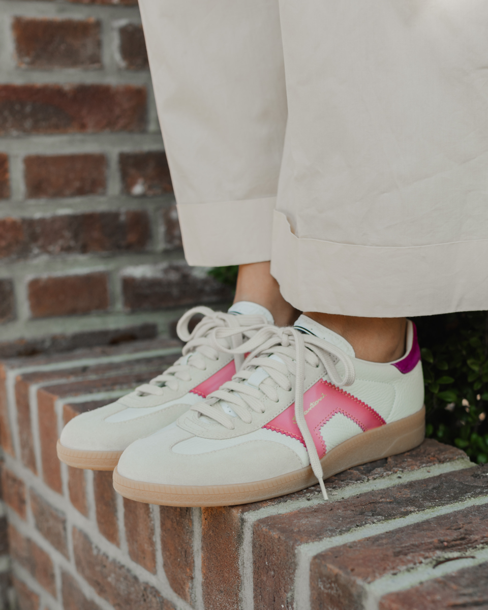 Santoni 61221 Off-White/Roze Damessneakers