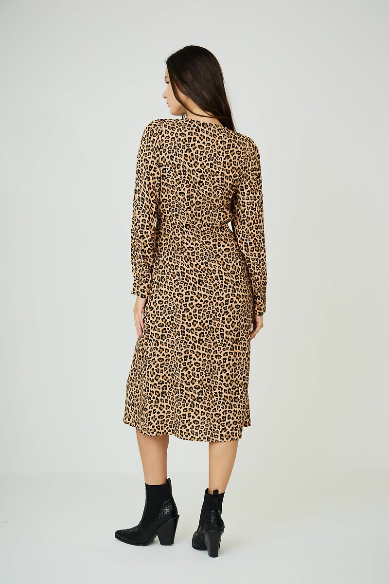ATÉ BREVE<br>Vestido midi, mangas compridas, decote em V