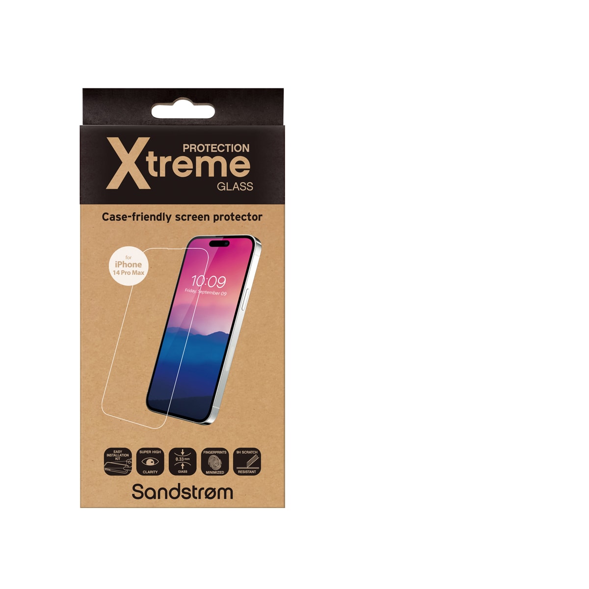 Sandstrøm Flat Glass skjermbeskytter til iPhone 14 Pro Max