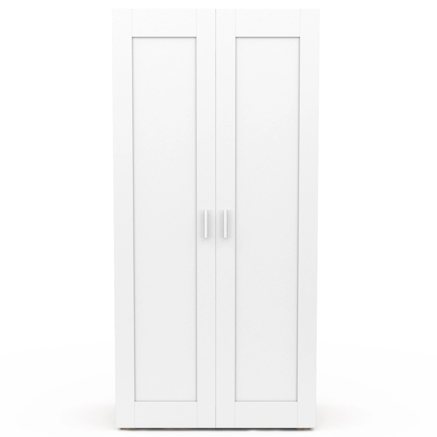 Armoire 2 portes VITO blanc et bois penderie 80 cm avec étagères rangement maxi capacité