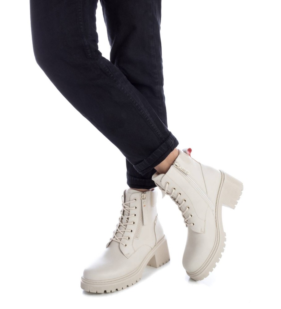 Botas de cano curto Refresh 171263 bege - altura do salto: 6 cm -