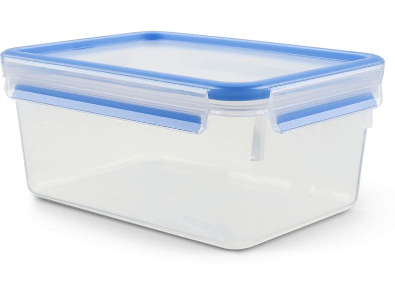 Emsa Vorratsbehälter Clip& Close 2.3 l, Blau/Transparent Frischhaltender Behälter mit Deckel