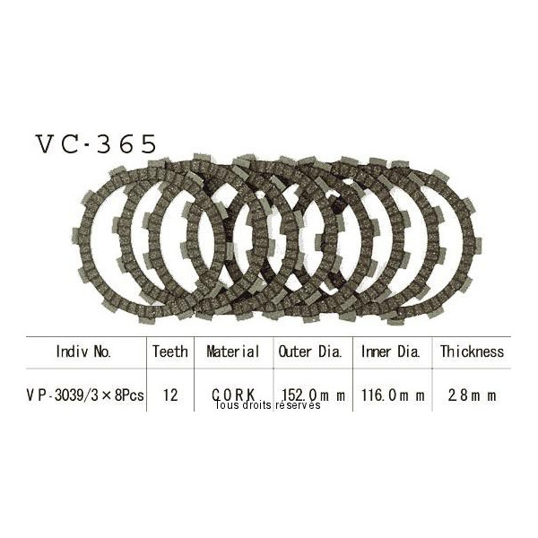 Kyoto - Disques garnis d'embrayage Cross VC365