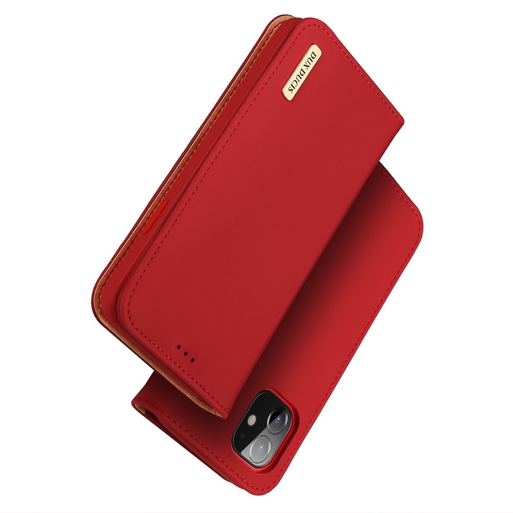 iPhone 12 / iPhone 12 Pro Flip Wallet Cover Echtleder Tasche Wish Series - Rot