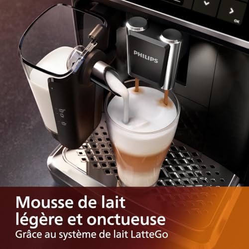 Philips Machine à Expresso Entièrement Automatique 5500 Series–20 Boissons Chaudes et Glacées, Carafe LatteGo Facile à Nettoyer, SilentBrew 40% Plus Silencieuse, QuickStart, Noir et Argent (EP5546/70) : Cuisine et Maison