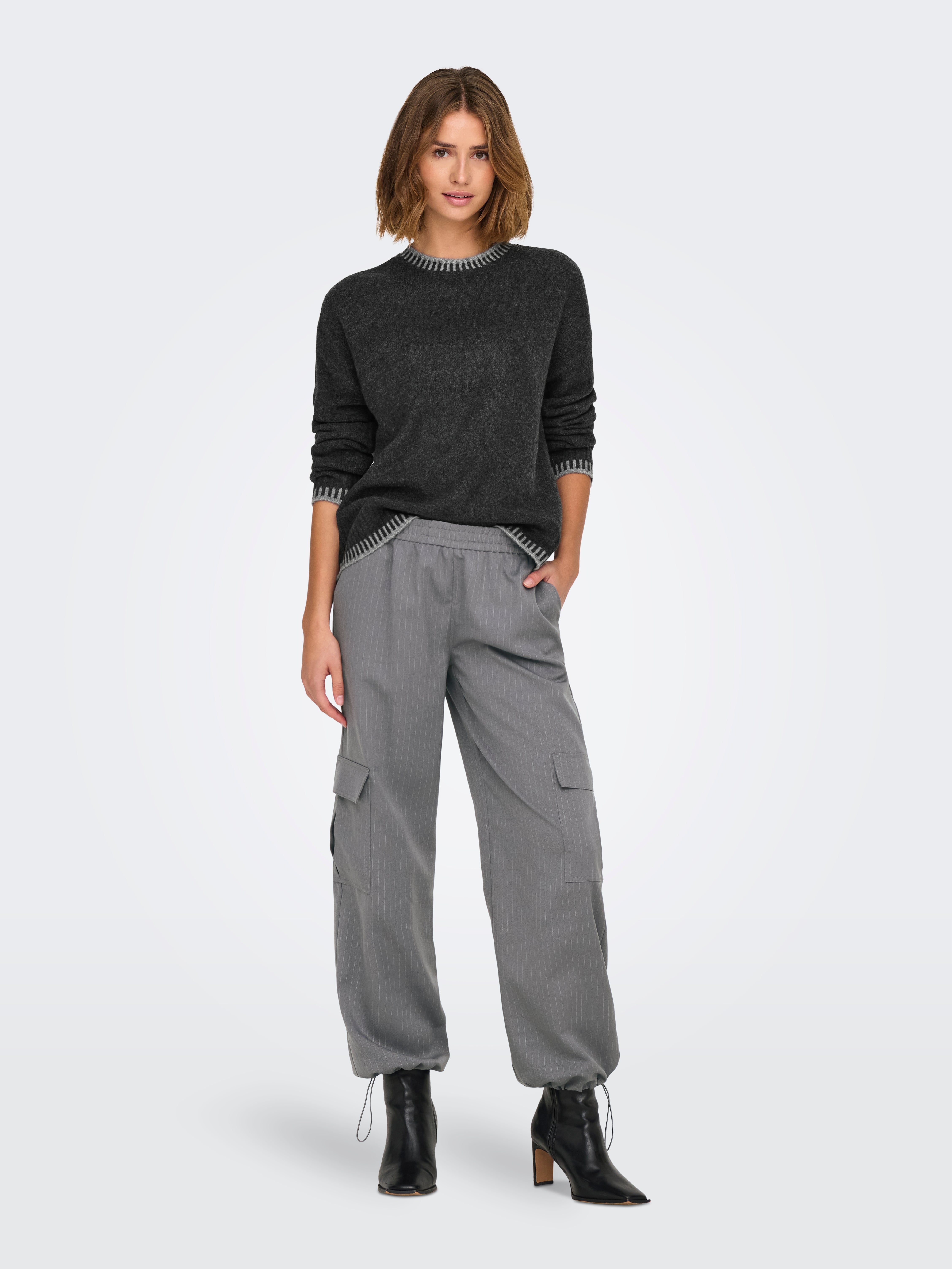 ONLSILMA Strickpullover Dark Grey Melange