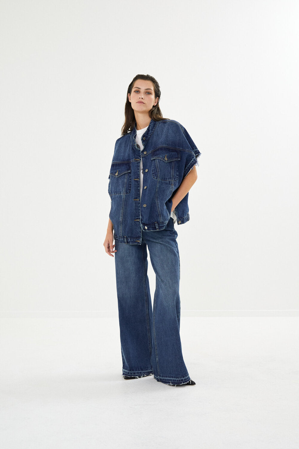 Rabens Saloner  Mir denimvest - Washed Indigo