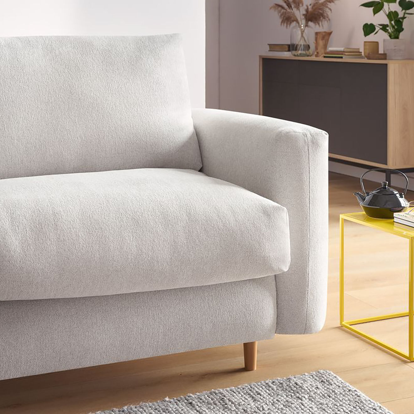 Bobochic Canapé droit cocoone convertible express  beige - 200x105x98 cm