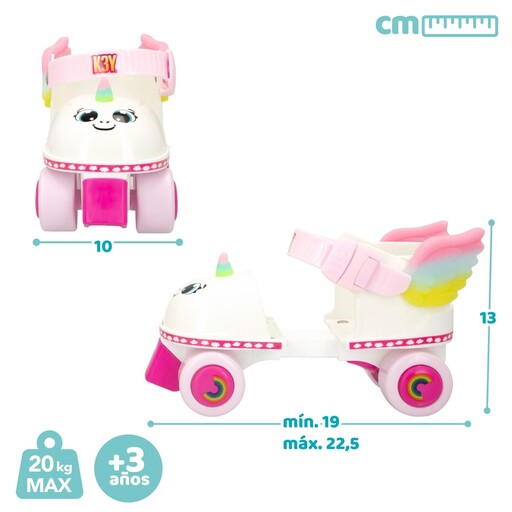 Kit de Patins de Rodas Unicórnio K3yriders com 4 Rodas