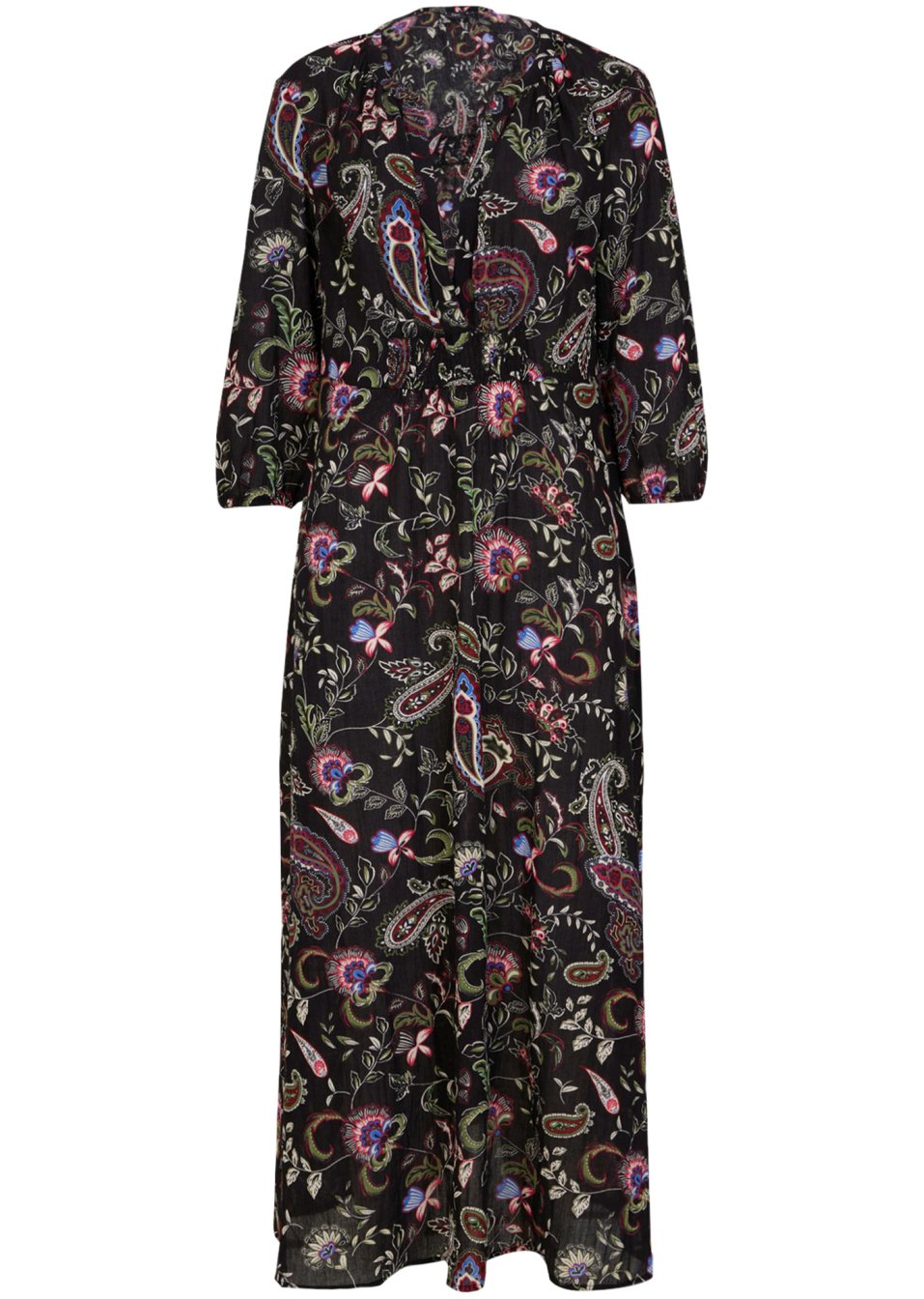 Robe longue froissée en coton avec smocks