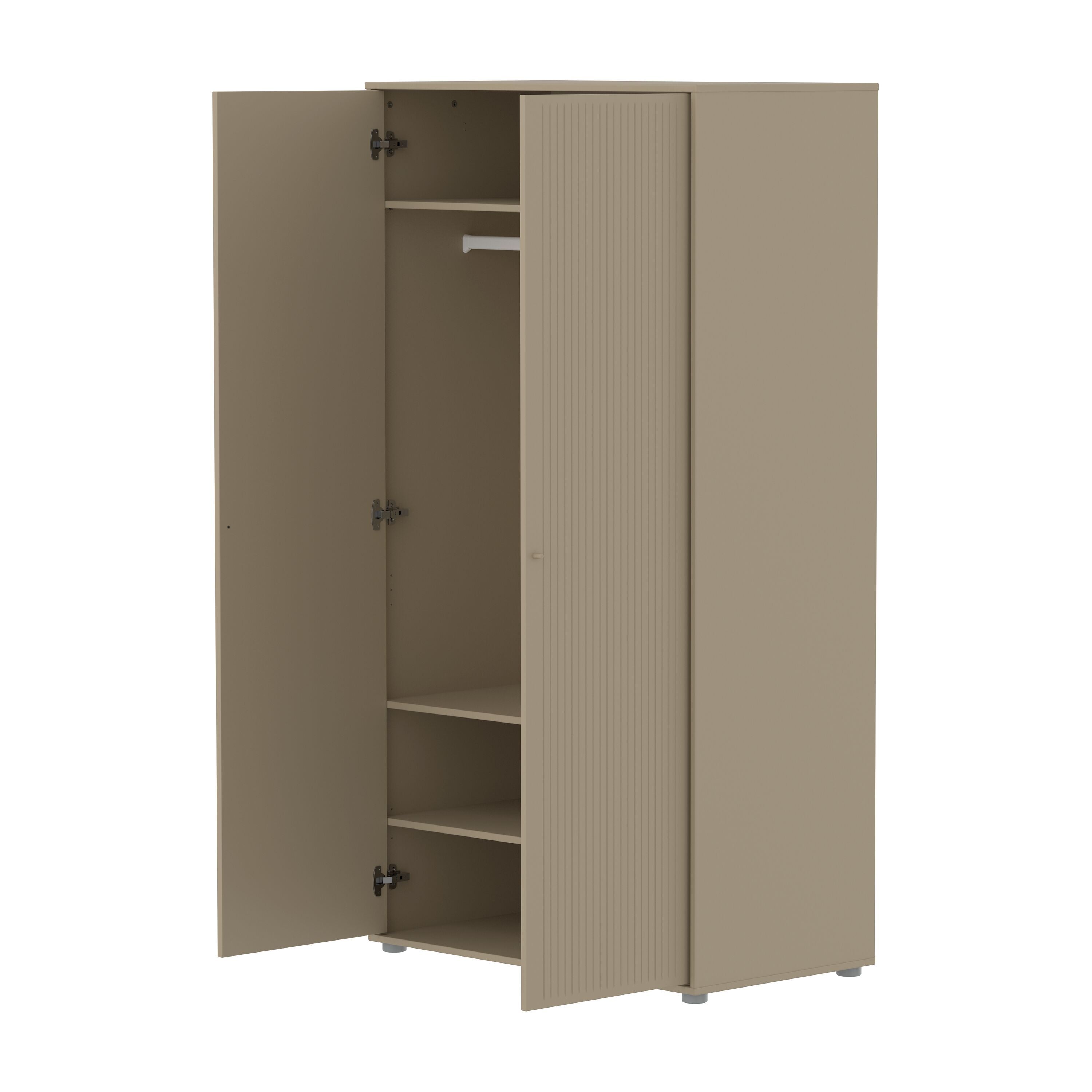 SAGA Schrank groov front oat mit oat Füs - Oat / B: 100.0 cm x T: 55.0 cm x H: 200.0 cm