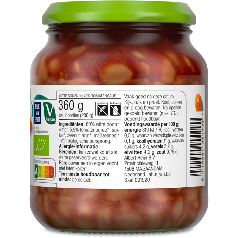 AH Terra Biologisch witte bonen in tomatensaus