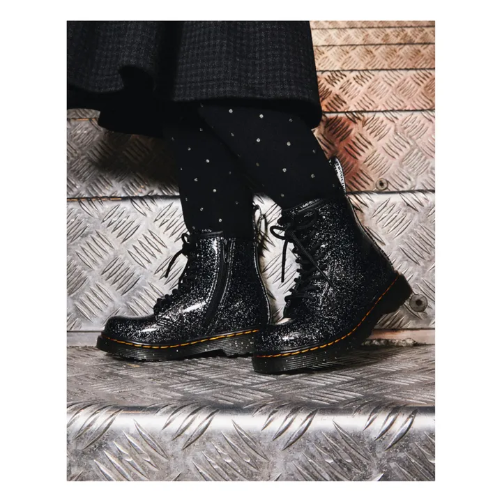 Dr Martens Boots Lacets 1460 Cuir Verni Pailleté | Noir