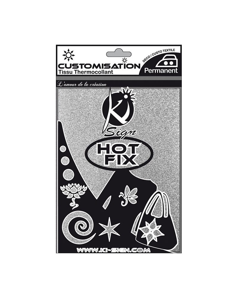 Feuille tissu thermocollante - Paillette Argent
