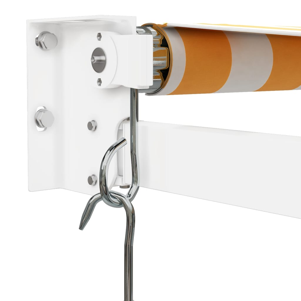 Auvent rétractable jaune et blanc 4x3 m tissu et aluminium