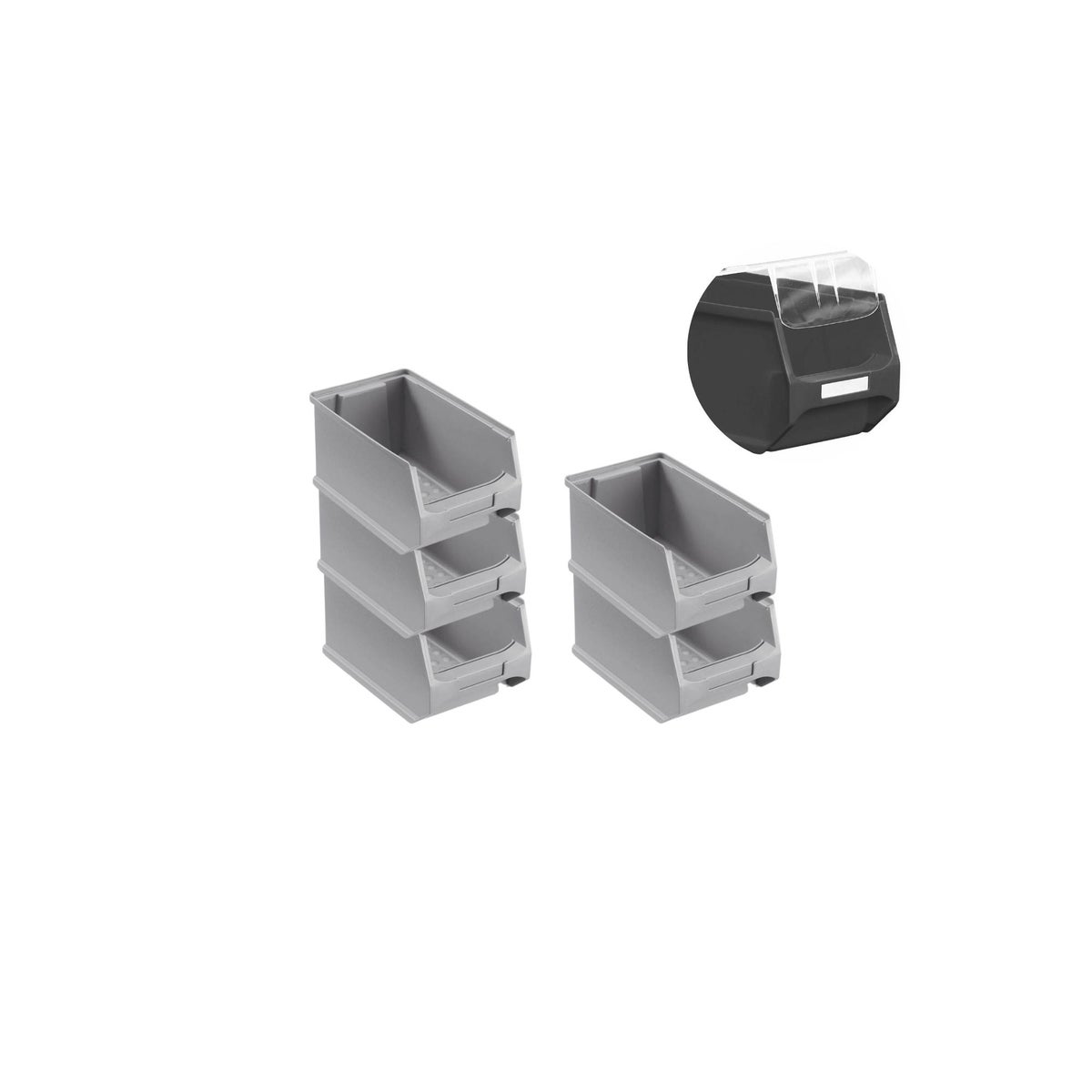 PROREGAL Value Pack 5 x Grijze Opbergdoos 3.0 Met Deksel HxBxD 12,5 x 14,5 x 23,5 cm 2,8 Liter Opbergdoos