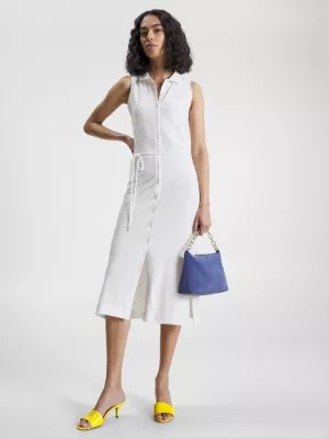 Vestido polo midi justo sem mangas