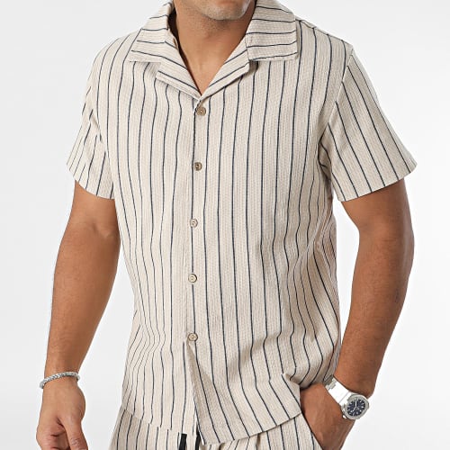 Ensemble Chemise Manches Courtes Et Pantalon Jogging Beige