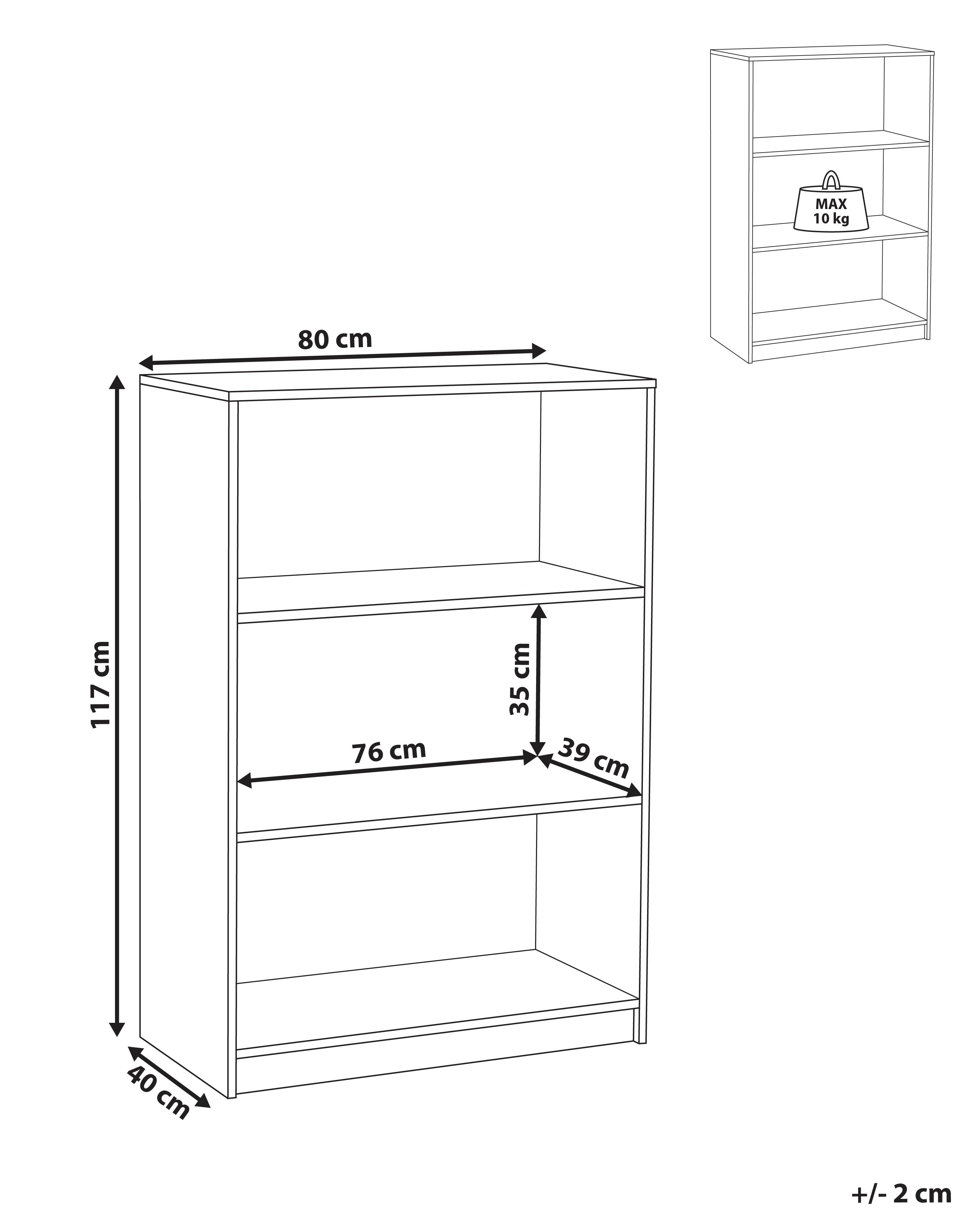 Boekenkast met 3 planken ZEHNA 117 cm Zwart