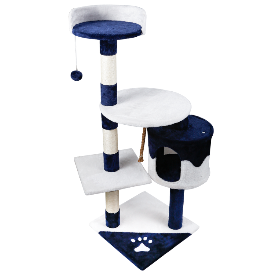 Arranhador para Gatos Nobleza - Dimensões: 60 * 56,5 * 111,5 cm, Cor: Branco/Azul