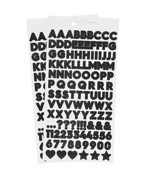 2 feuilles d’autocollants alphabet noir 19.5x10.5