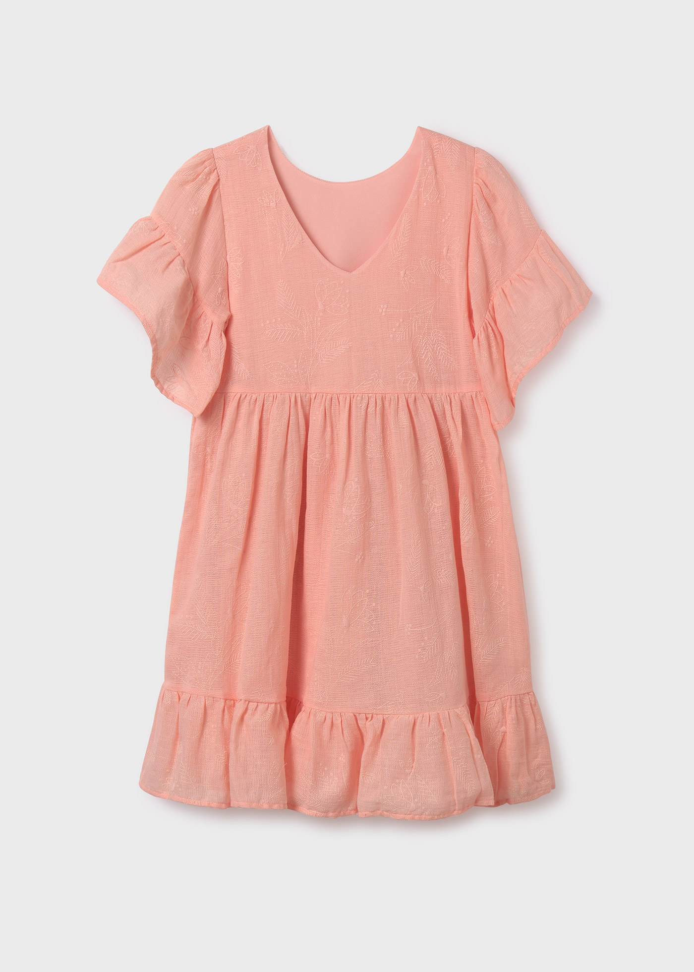 Vestido off-white com estampa em relevo para meninas
