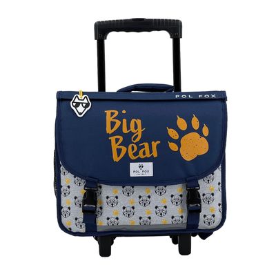 Cartable réversible à roulettes Bear 38 cm - 2 compartiments - ourson - Pol Fox