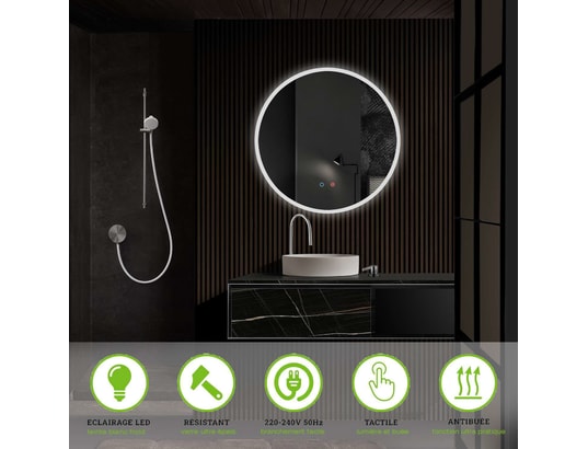 CRISTALED - Miroir de salle de bains lumineux éclairage intégré led rétr...