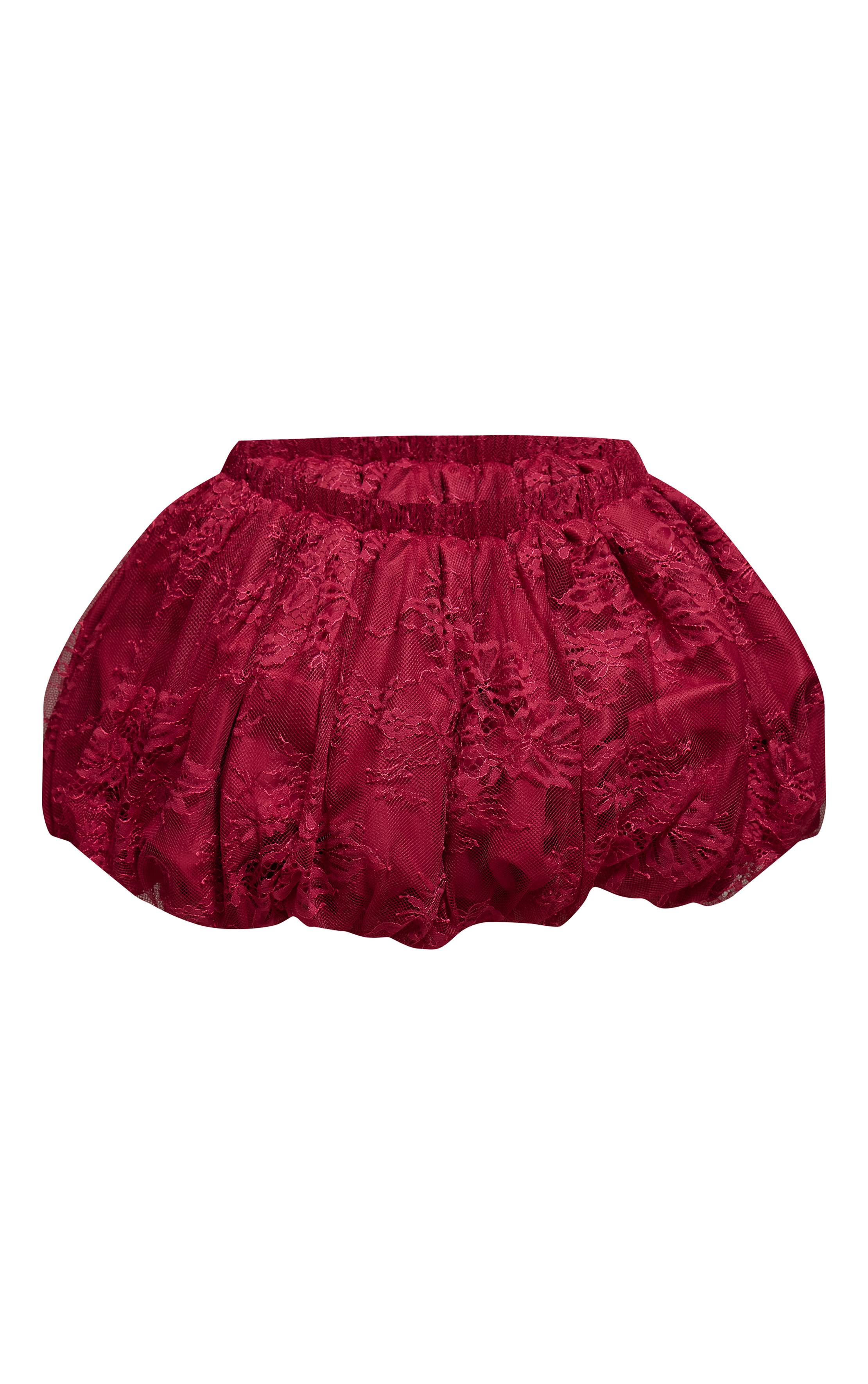 Rouge Vin Mini-jupe En Dentelle À Ourlet Bouffant
