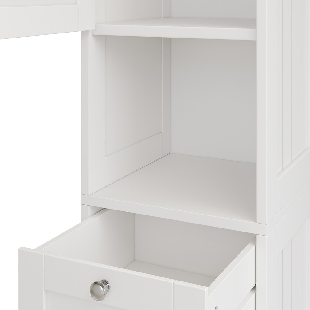 Vicco Hochschrank Riad, 32 x 170 cm, Weiß, 2 Türen, 1 Schublade, Badschrank, Badezimmer