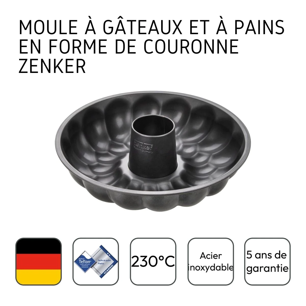 Moule à pain avec cheminée 32 cm Black Metallic Zenker