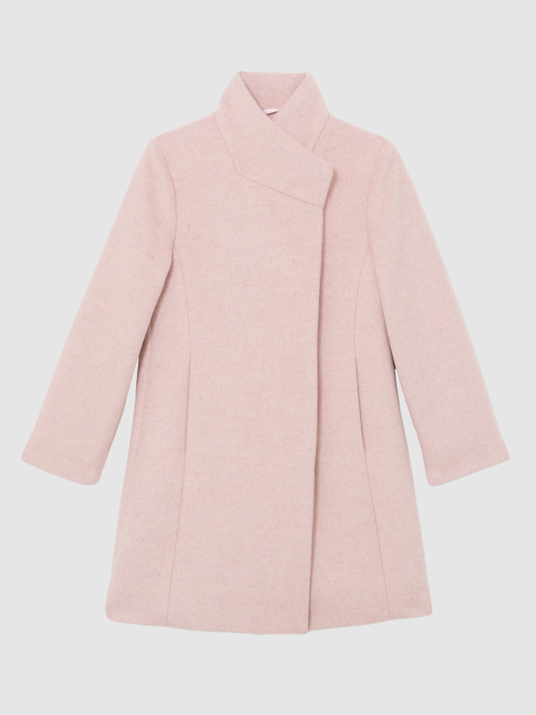 Roze - Reiss Kia - Jas van wolmix met trechterkraag