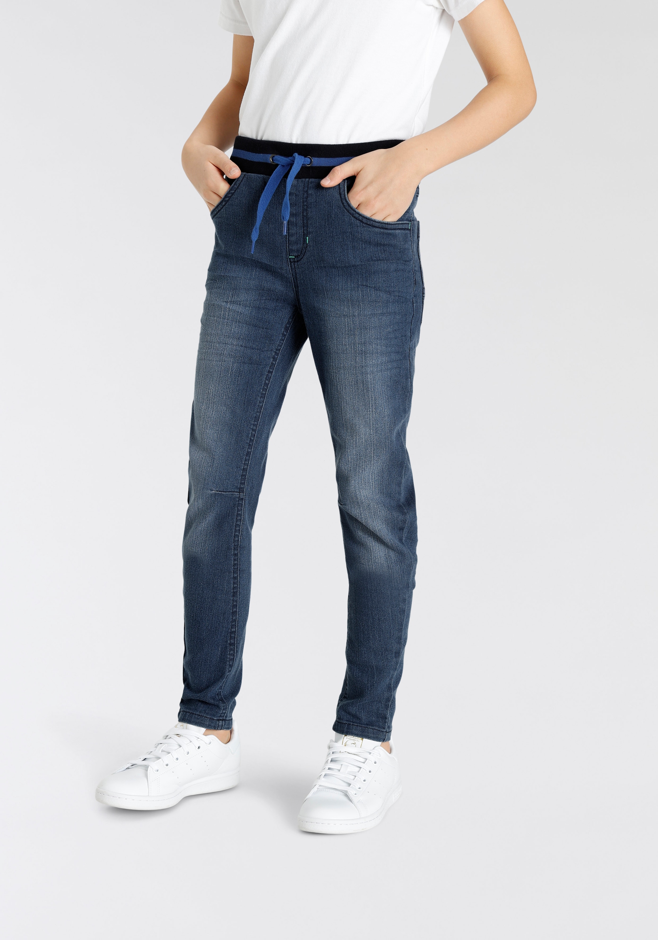 KangaROOS Schlupfjeans », Stretch-Jeans mit schmalem Bein für Jungen«, schmale Beinform,  Used-Waschung,  komfortable Leibhöhe