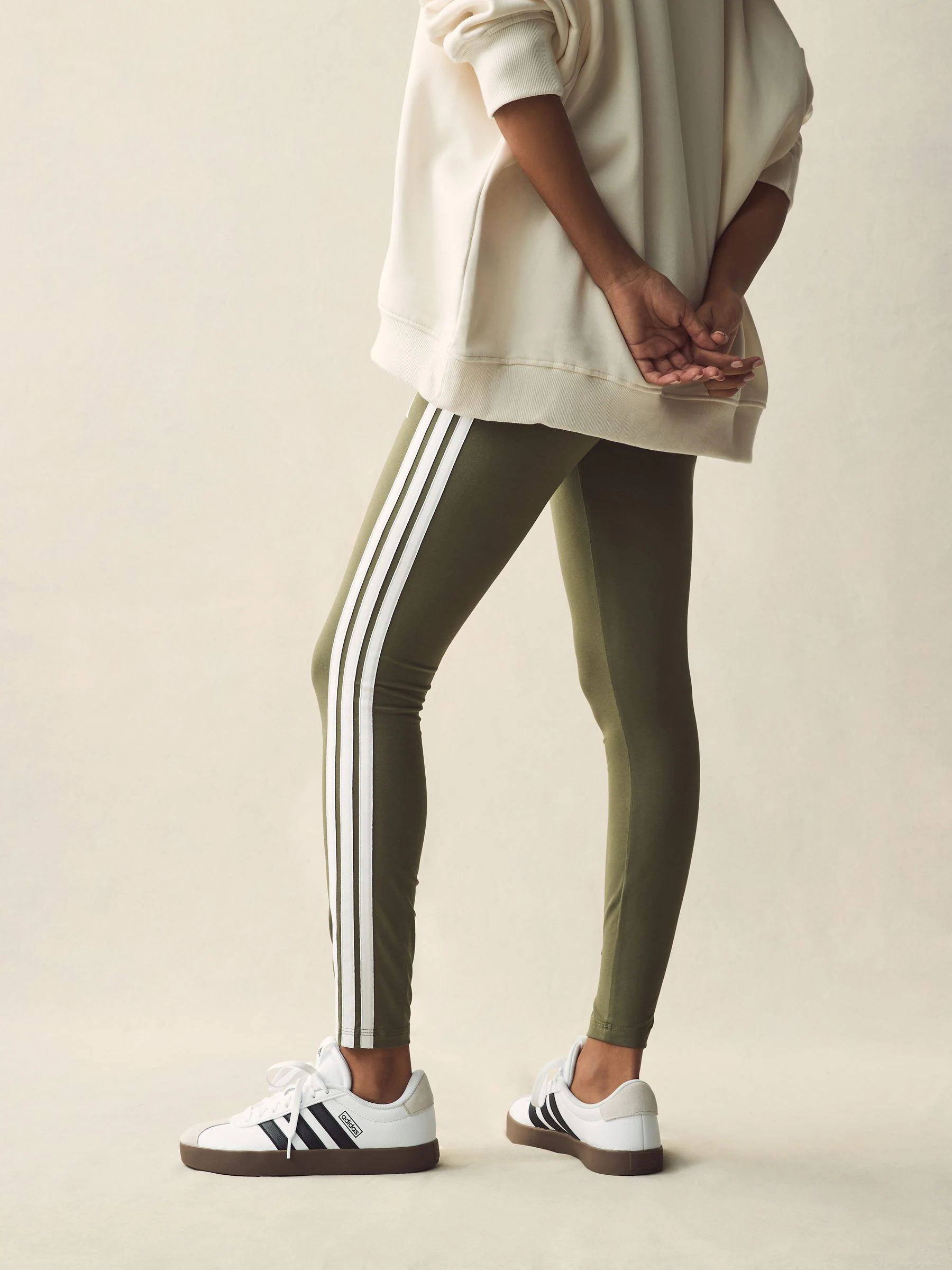 Groen - adidas Essentials katoenen legging met 3 strepen