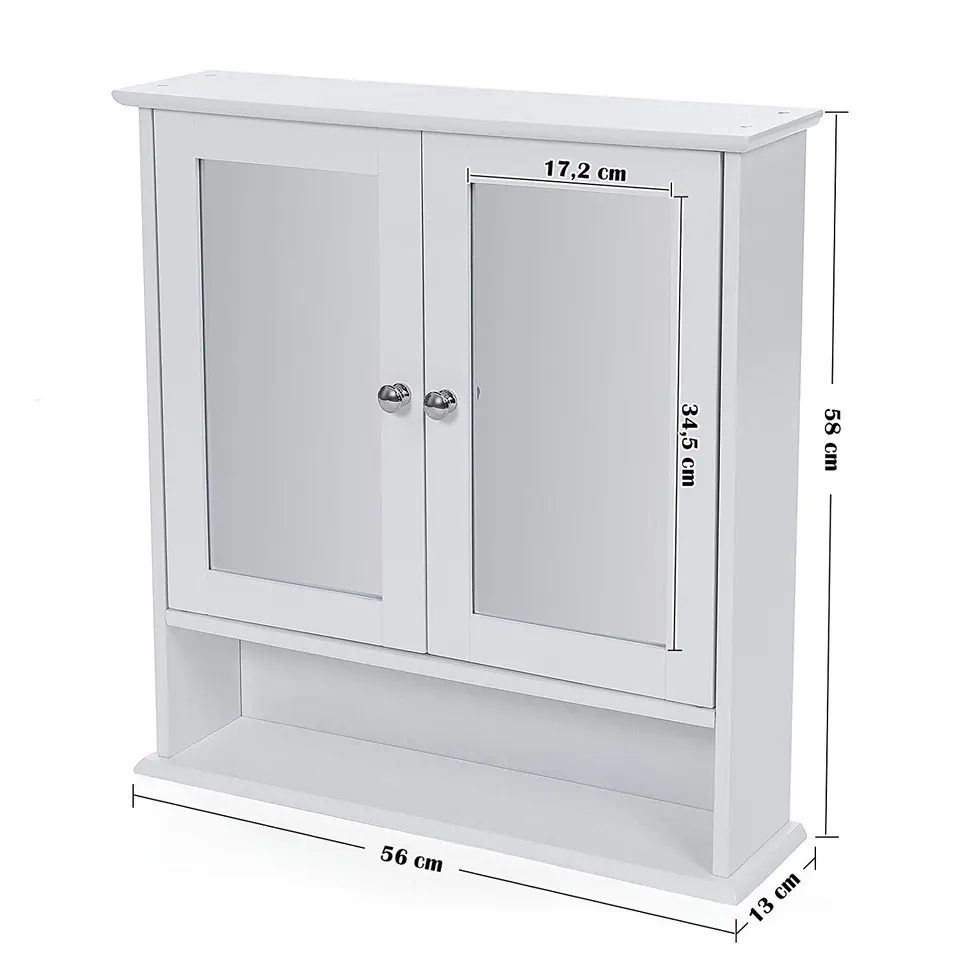 Badkamerkast met twee spiegels - 56x13x58 cm - wit