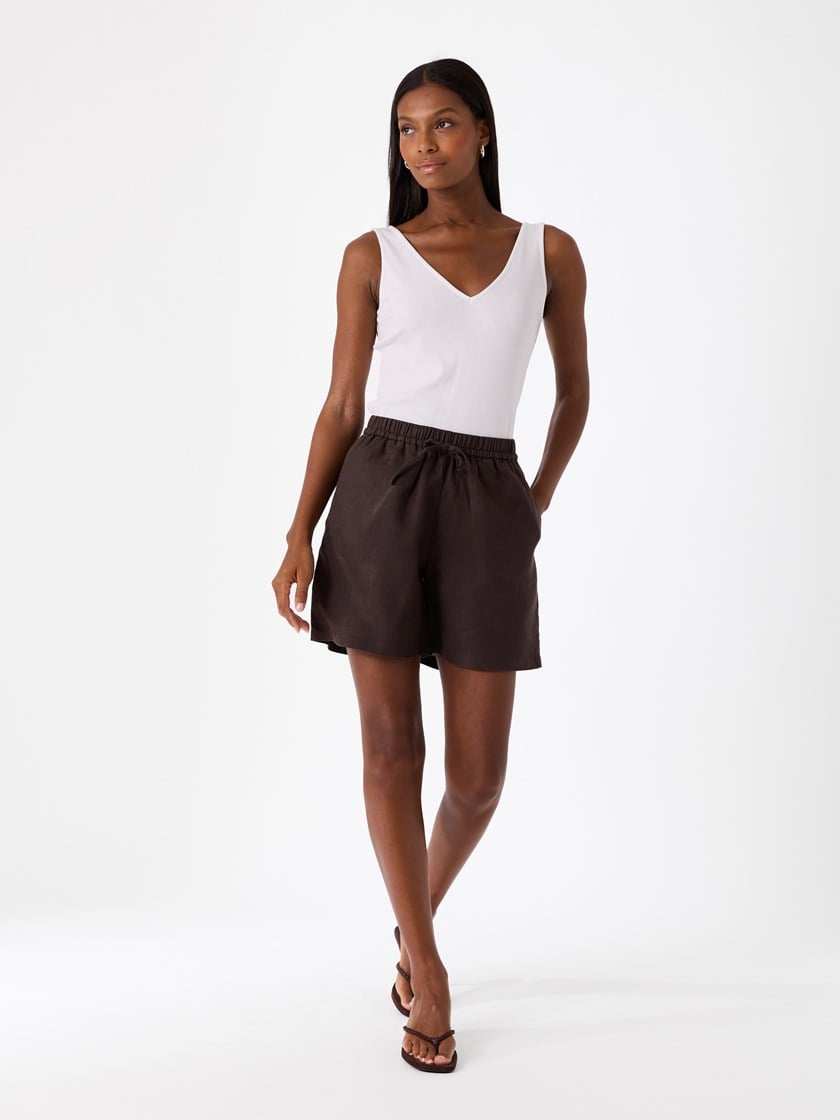 Diondra linshorts Chocolate Brown