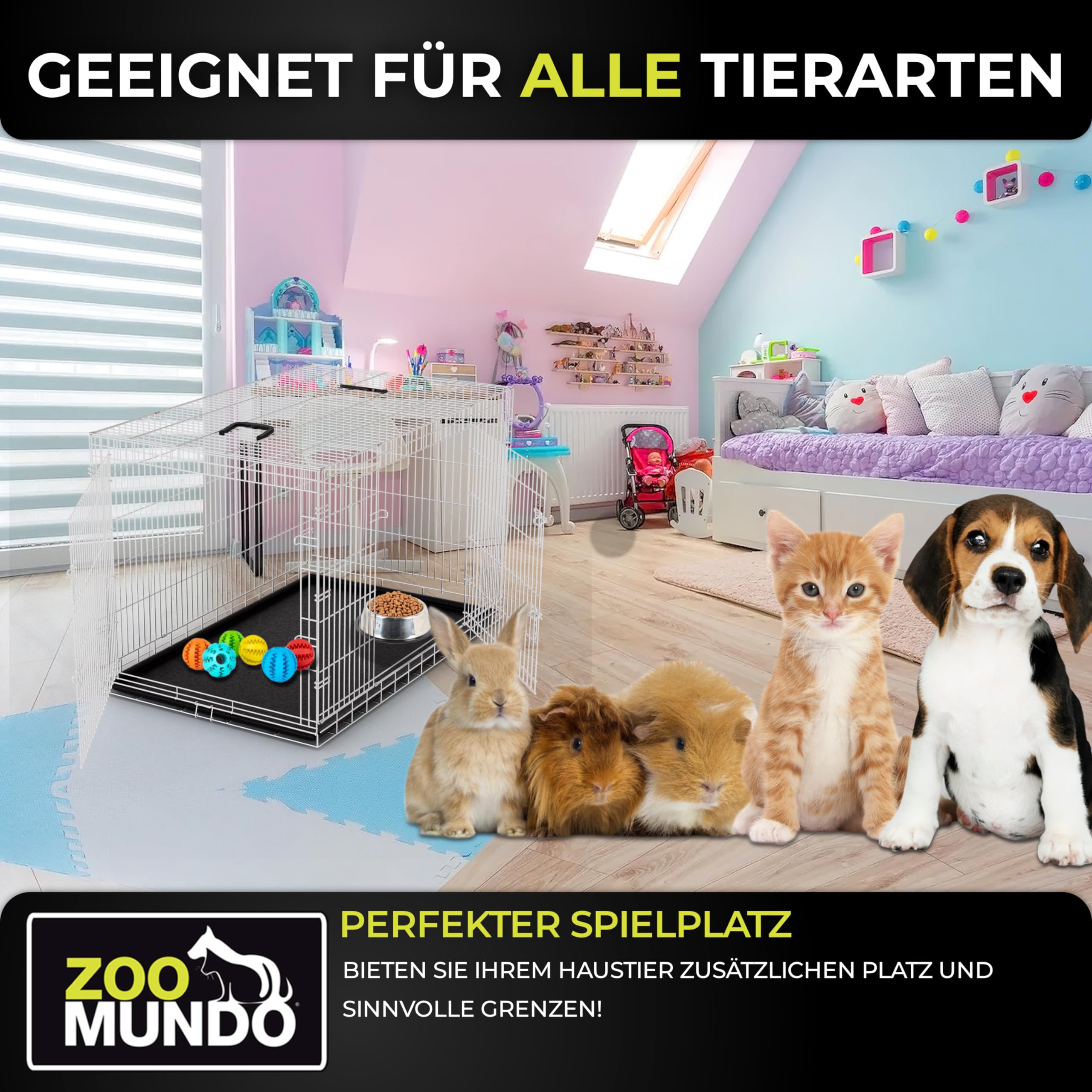 zoomundo Faltbarer Tierkäfig / Transportbox - Größe L - BLACK EDITION