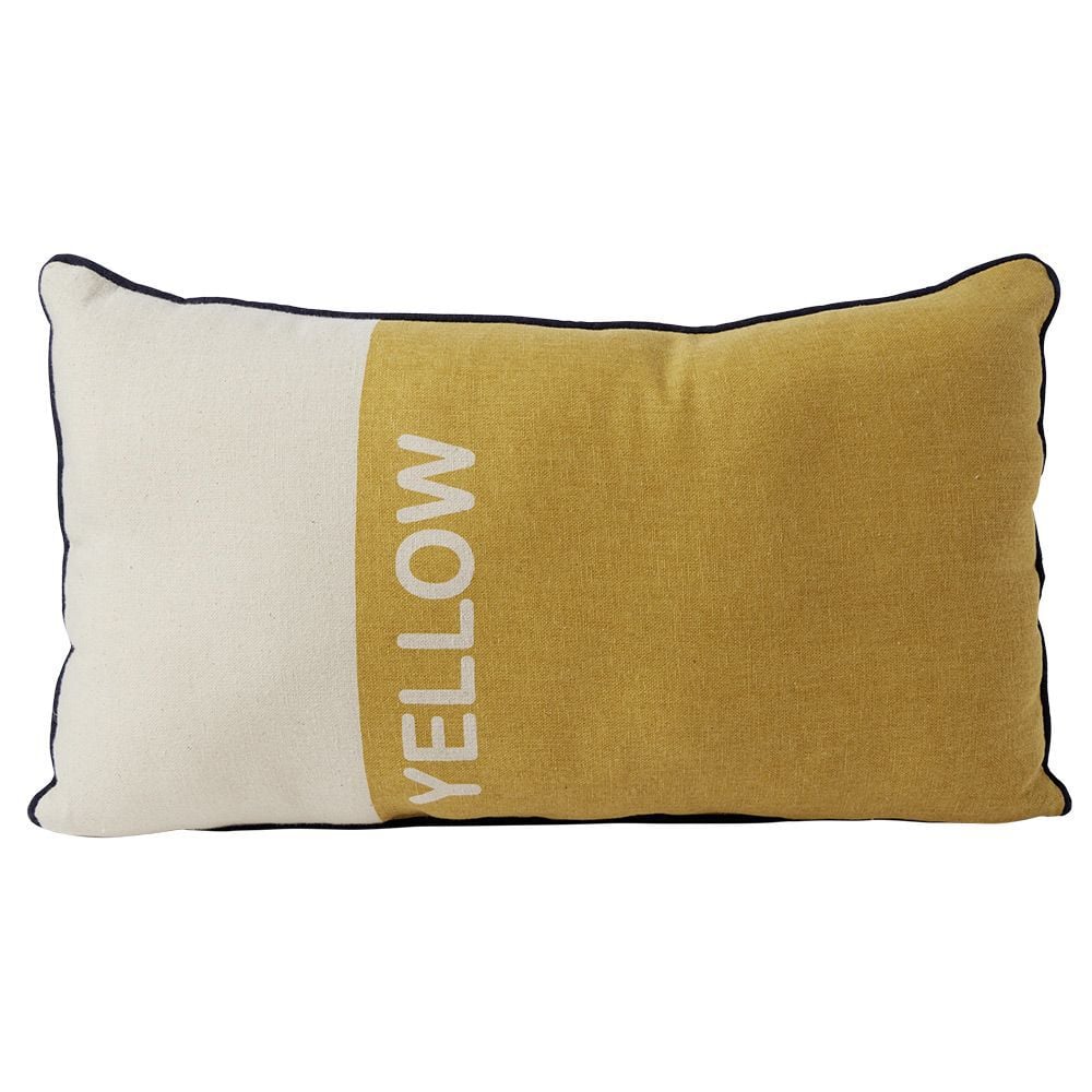 Coussin déco 30x50cm bicolore jaune et beige
