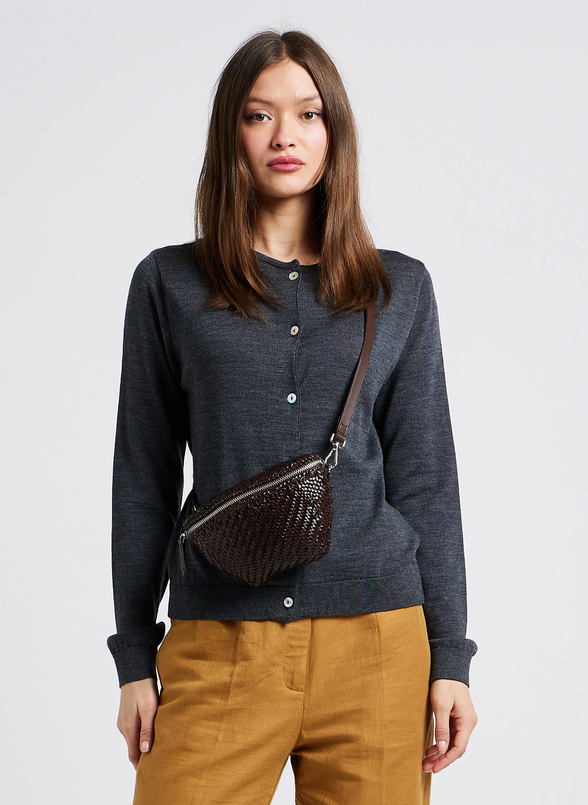 CLO BANANE SMALL - Sac banane en cuir tressé | Marron