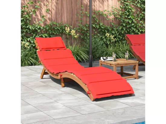 Chaise longue avec coussin rouge bois d'acacia solide