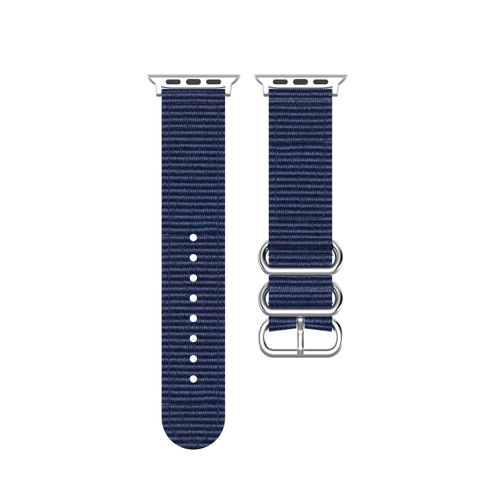 Apple Watch (49/46/45/44 mm) Canvas Stoff Armband mit Dornschliesse (Gelenkumfang 170-220mm) - Dunkelblau