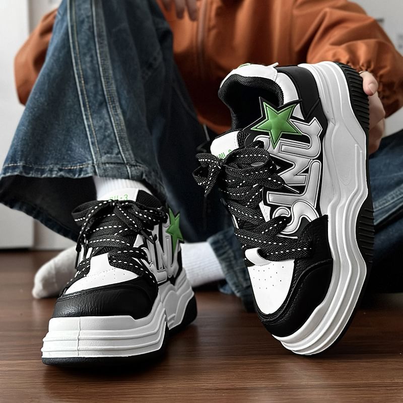 Tanzanite - Belettering Tweekleurige Platform Sneakers